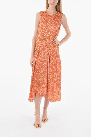 Floral Patterned Silk Maxi Dress with Splits