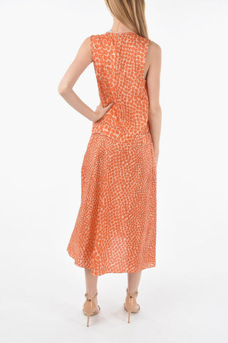Floral Patterned Silk Maxi Dress with Splits