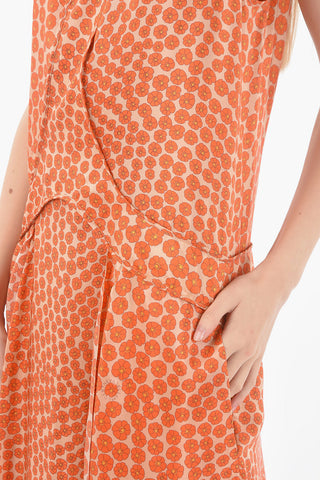 Floral Patterned Silk Maxi Dress with Splits