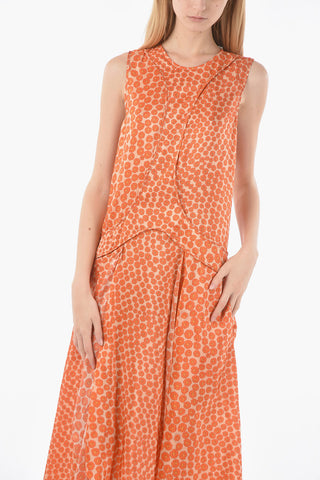 Floral Patterned Silk Maxi Dress with Splits