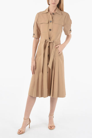 Short Sleeved Shirt Dress With Belt