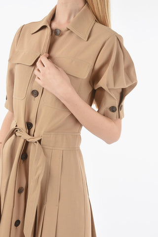 Short Sleeved Shirt Dress With Belt