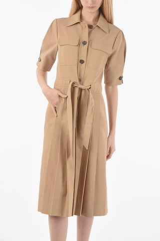 Short Sleeved Shirt Dress With Belt