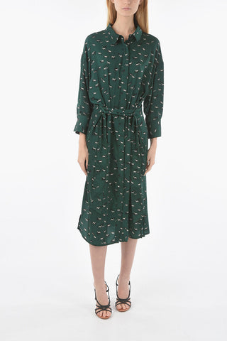 All Over Printed ANDRA Maxi Shirt Dress with Belt