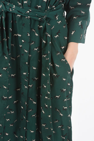 All Over Printed ANDRA Maxi Shirt Dress with Belt