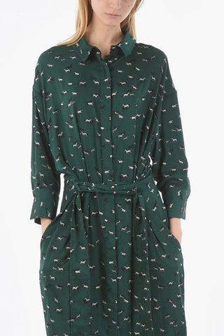 All Over Printed ANDRA Maxi Shirt Dress with Belt