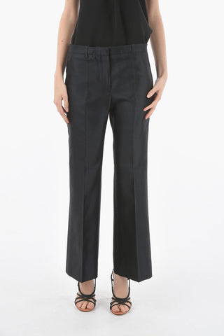 Wool and Silk Boot-cut Pants with Belt Loops