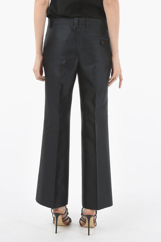 Wool and Silk Boot-cut Pants with Belt Loops