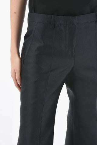 Wool and Silk Boot-cut Pants with Belt Loops