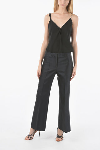 Wool and Silk Boot-cut Pants with Belt Loops