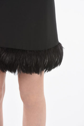 Feathered Bottom Satin Halter Dress