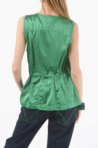 Top Satinato con Zip e Coulisse e Scollo a U