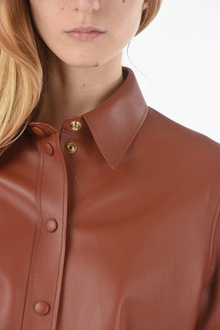 Soft-leather Over Shirt with Automatic Buttons