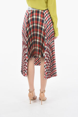 Gun Club Checked Pleated Maxi Skirt With Logoed Drastring Waist