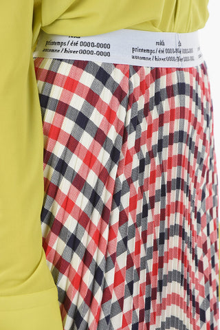 Gun Club Checked Pleated Maxi Skirt With Logoed Drastring Waist