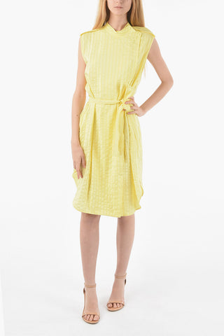 Decentralized Buttoning Silk Midi Shirt Dress