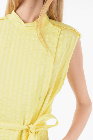 Decentralized Buttoning Silk Midi Shirt Dress