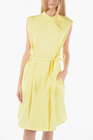 Decentralized Buttoning Silk Midi Shirt Dress
