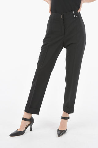 Mohair-blend Straight-leg Pants with Cuffed Ankles