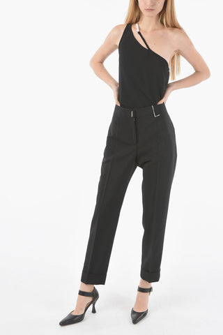 Mohair-blend Straight-leg Pants with Cuffed Ankles