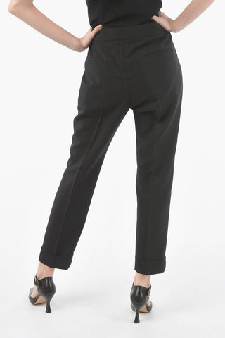 Mohair-blend Straight-leg Pants with Cuffed Ankles