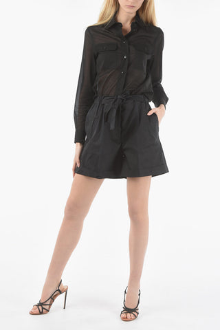 Cuffed Hem 3 Pockets Shorts with Belt
