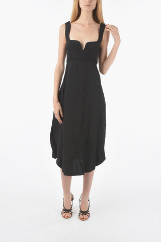 Sweetheart Neckline Flax Blend Flared Dress