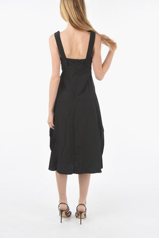 Sweetheart Neckline Flax Blend Flared Dress
