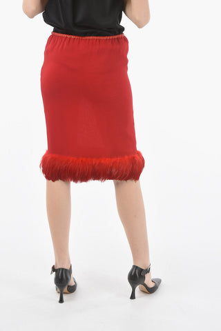 Feathered Bottom Silk Pencil Skirt