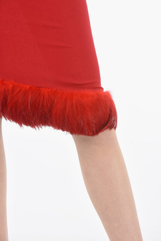 Feathered Bottom Silk Pencil Skirt