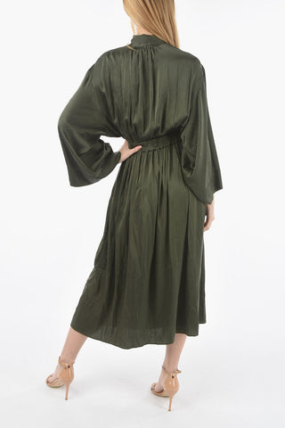 V-neck Silk Tie Neck AMBRA Maxi Tunic Dress