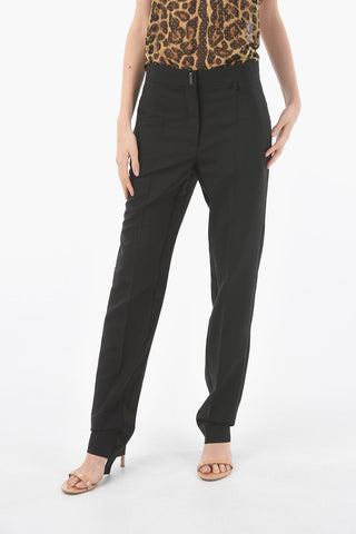 Mohair-blend Straight-leg Pants with Satin Band