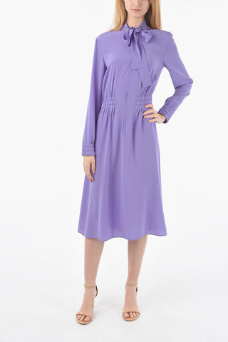 Tie Neck Silk Dress