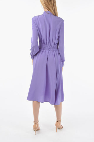 Tie Neck Silk Dress