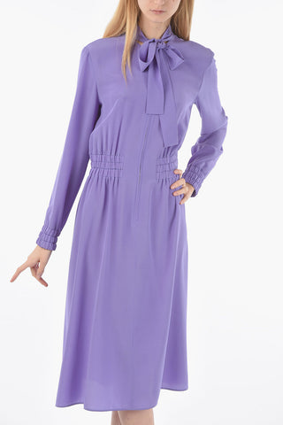 Tie Neck Silk Dress
