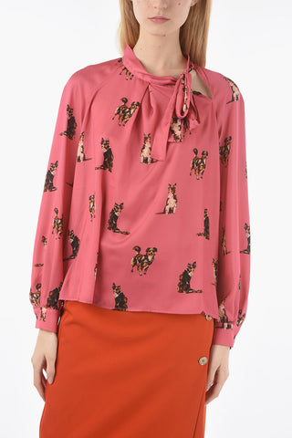 Blusa BRUNA Stampata con Colletto a Fiocco