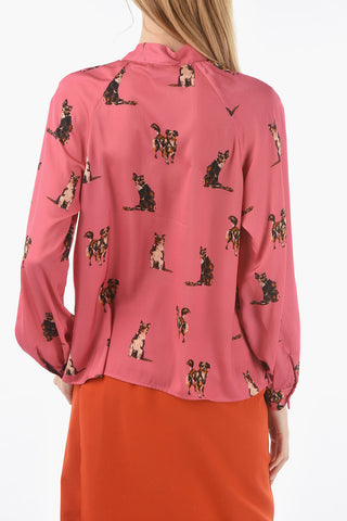Blusa BRUNA Stampata con Colletto a Fiocco