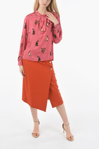 Blusa BRUNA Stampata con Colletto a Fiocco