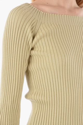 Wool-cashmere Ribbed Sweater with Boat Neckline