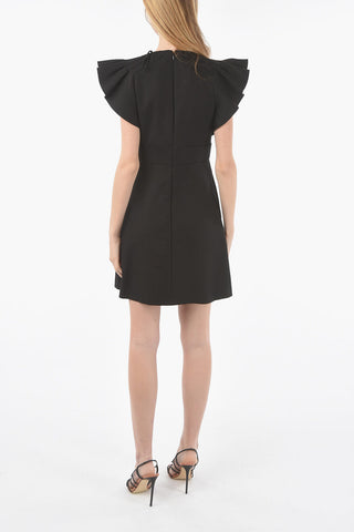 Ruffle Sleeves V Neck Short Dress