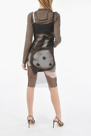 GIVENCHY X CHITO Meshed Double-layered Midi Dress with Graphic Print