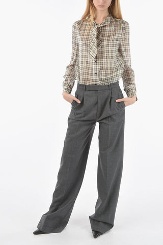 Single-pleated Virgin Wool Palazzo Pants