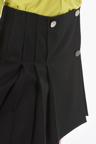 Wool High-Waisted Pleated Mini Skirt