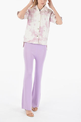 Denim Tie dye Effect Overshirt with Crystals