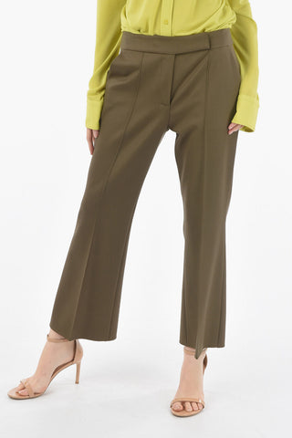 Silk Single Pleated Cropped Pants