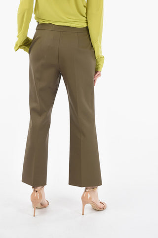 Silk Single Pleated Cropped Pants