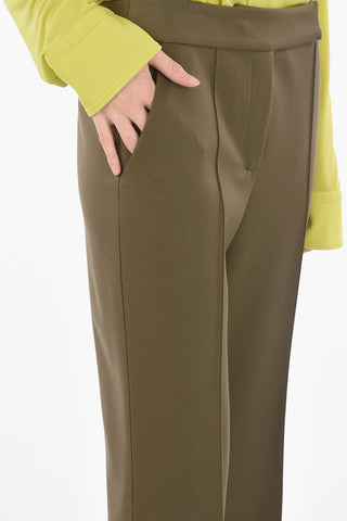 Silk Single Pleated Cropped Pants