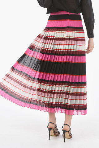 Striped Pleated Long Skirt