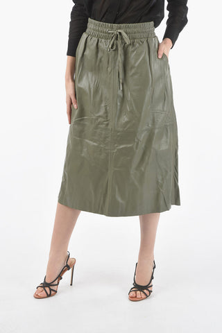 Leather DORIS Maxi Skirt with Drawstring Waist