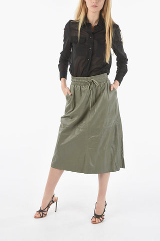 Leather DORIS Maxi Skirt with Drawstring Waist